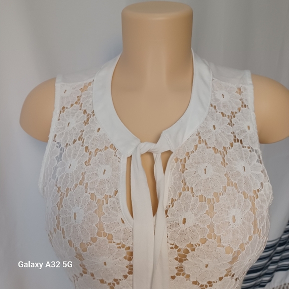 Anne Klein White Sleeveless Tie Front Tank Top Blusse Size S Offer Are Welcome - Picture 4 of 12